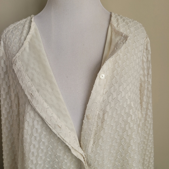 Talbots cream textured button down blouse - Picture 3 of 9